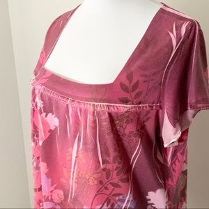 3/$20 BLUE 1X, pink tunic top, square neck